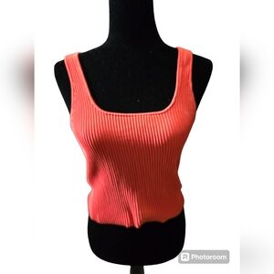 Forever 21 Ribbed Cropped Tank Top Size Medium Copper Rust Color Pre-Owned Nice